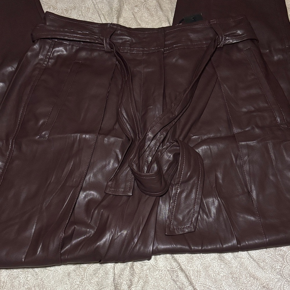 Blank NYC Women's Belted Brown Faux Leather Pants - Picture 2 of 13